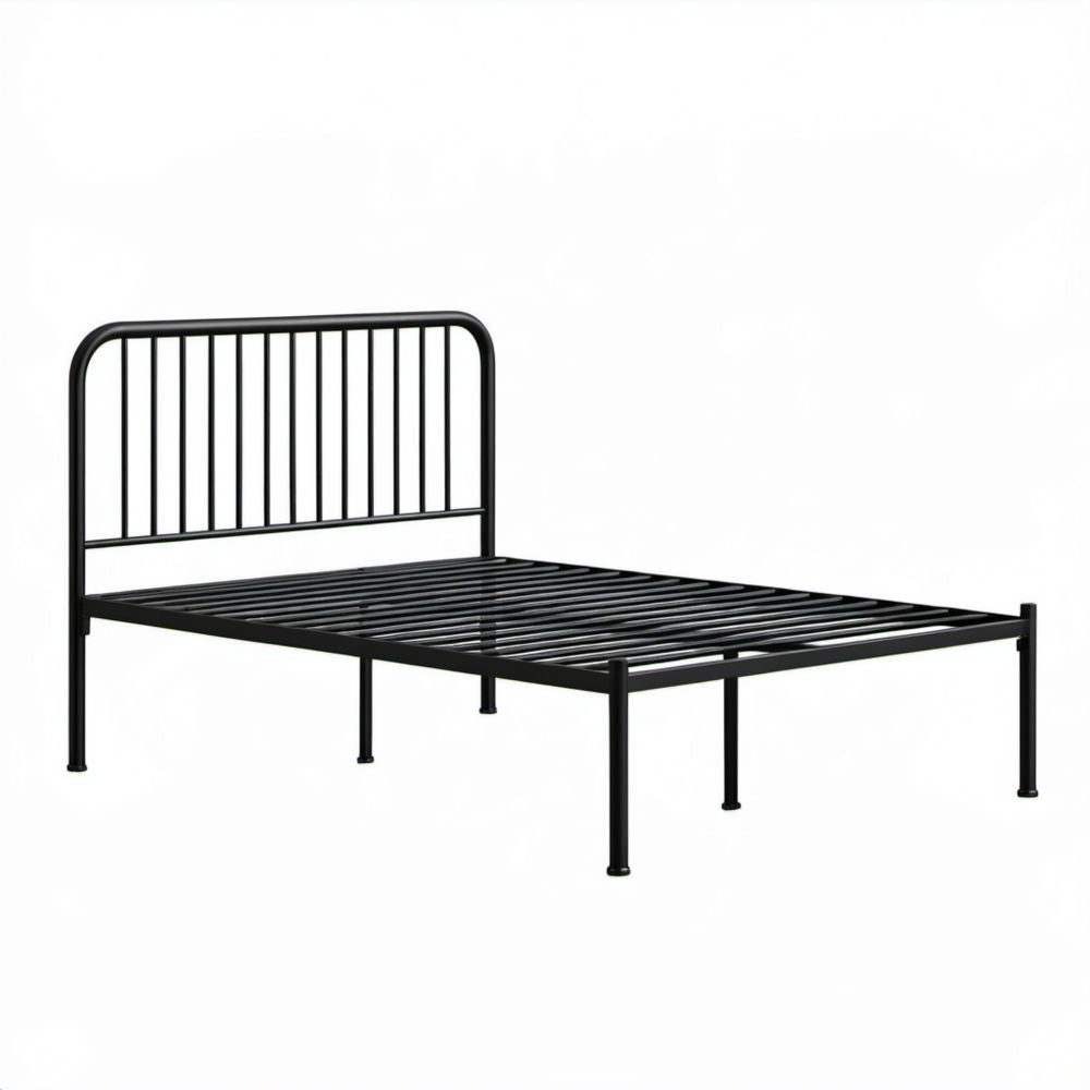 Łóżko metalowe czarne ze stalowym stelażem 140 x 200 cm