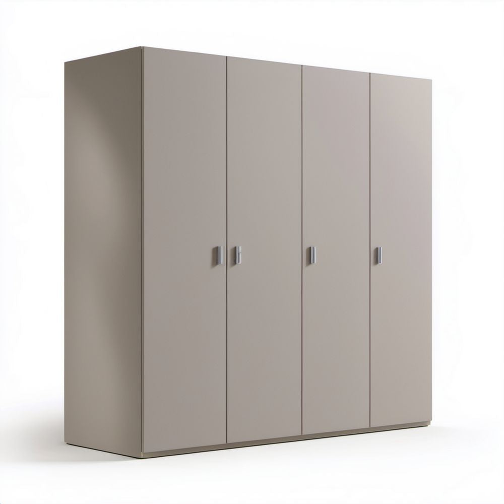 Czterodrzwiowa szafa ubraniowa z płyty wiórowej laminowanej, szarobrązowa, 200 × 60 × 200 cm