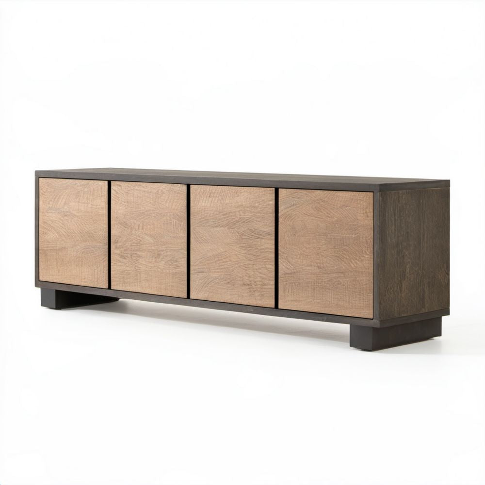 Prostokątny kredens z płyty MDF, jasny dąb/ciemny brąz, 180 × 45 × 75 cm