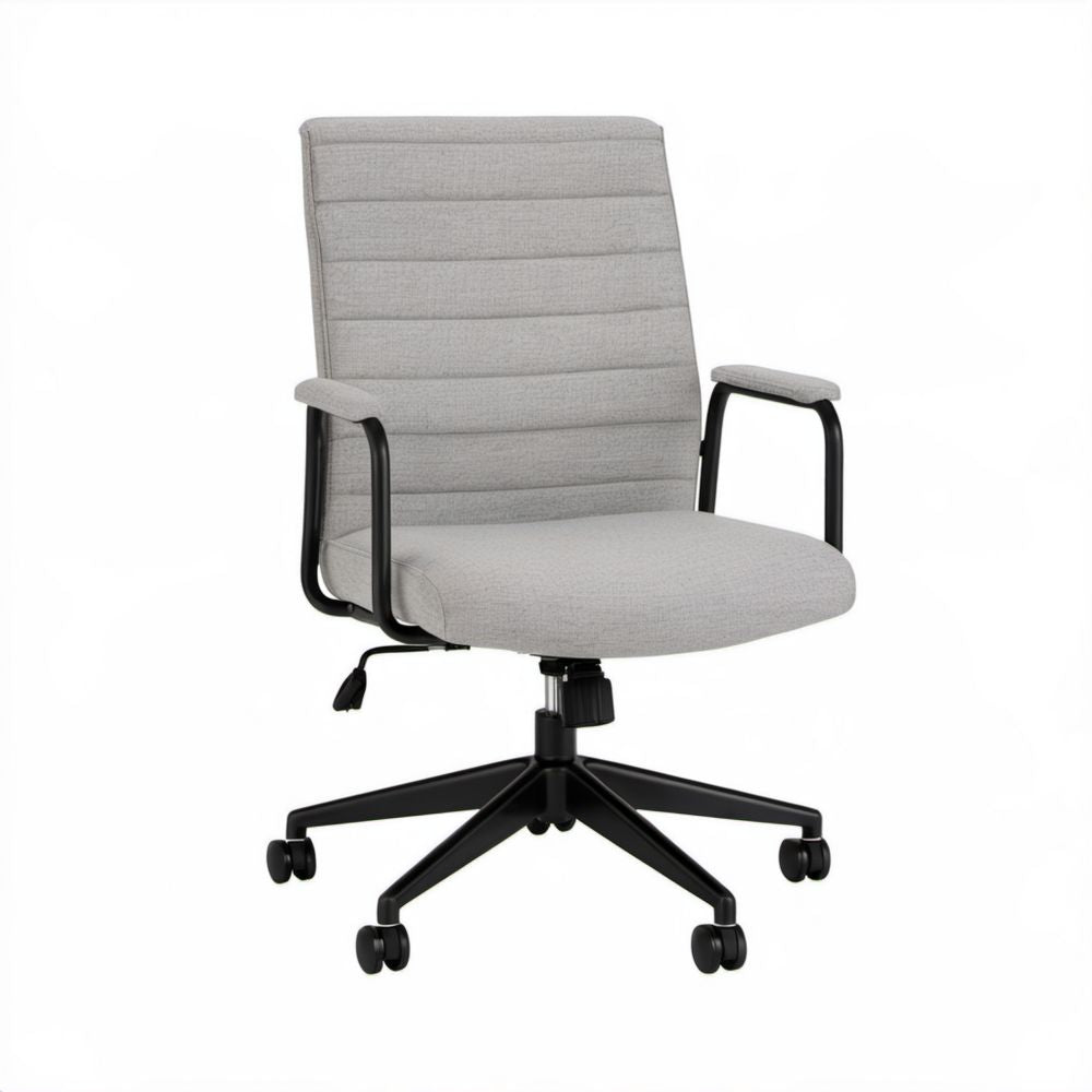 Szare krzesło obrotowe z poliestru z wysokim oparciem 61 x 63 x 99–109 cm