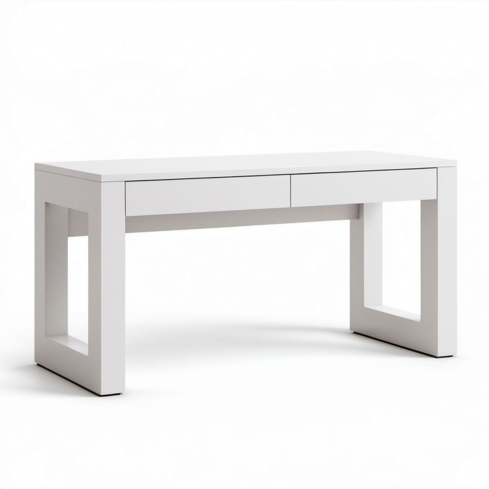Białe biurko komputerowe z płyty MDF z 2 szufladami, 120 x 60 x 75 cm