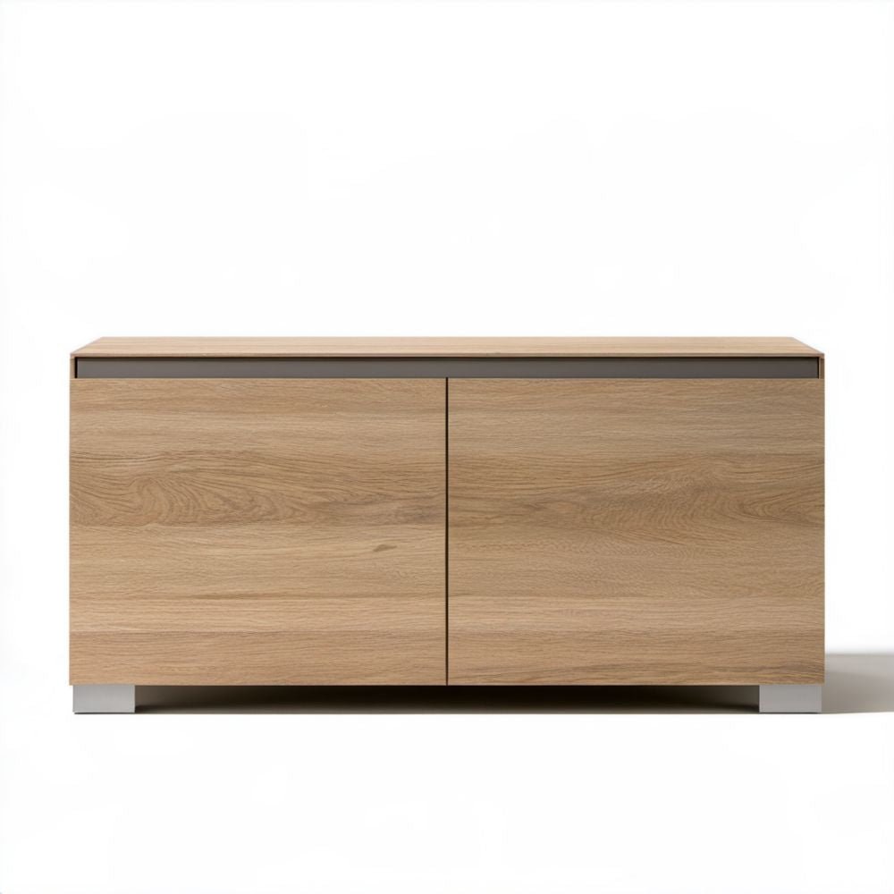 Prostokątna drewniana szafka na buty dąb sonoma/szary z płyty wiórowej laminowanej 100 x 35 x 75 cm