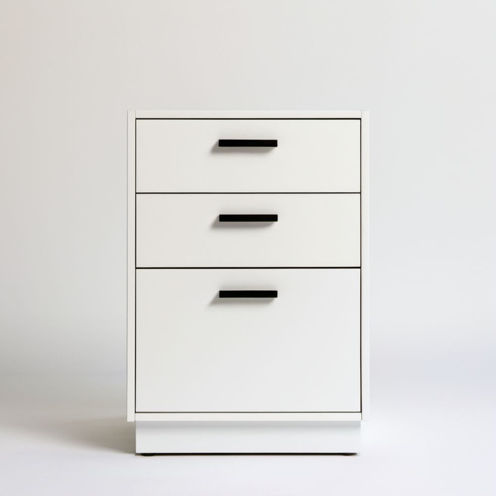 Biała szafka nocna z płyty MDF z 3 szufladami, 40 x 35 x 60 cm