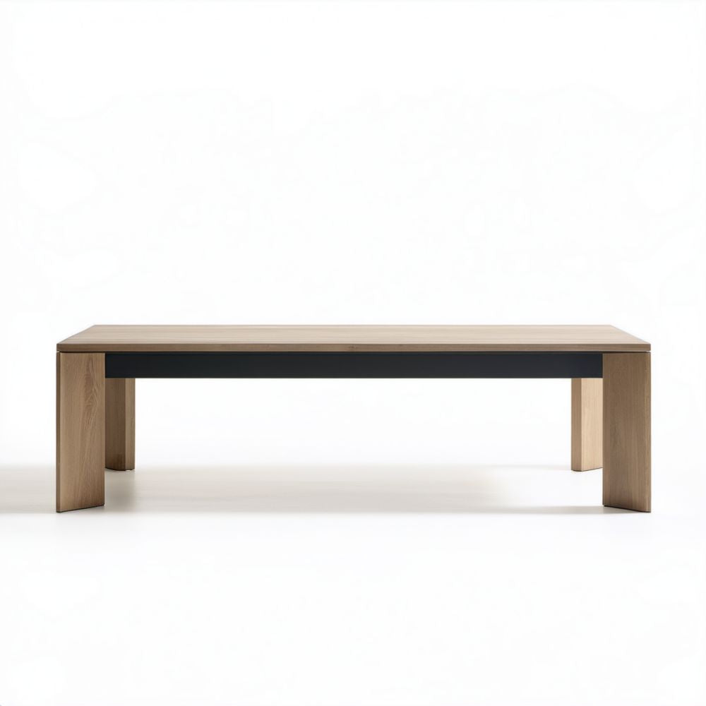 Prostokątny stół MDF w kolorze dębu i czarnym, 180 × 90 × 75 cm