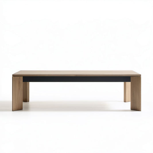 Prostokątny stół MDF w kolorze dębu i czarnym, 180 × 90 × 75 cm