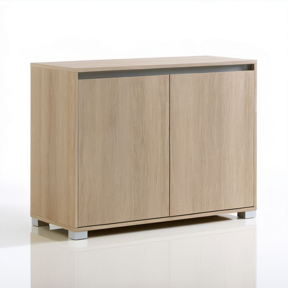 Szafka na buty 2-drzwiowa z płyty wiórowej laminowanej, dąb sonoma/szary, 80 × 35 × 85 cm