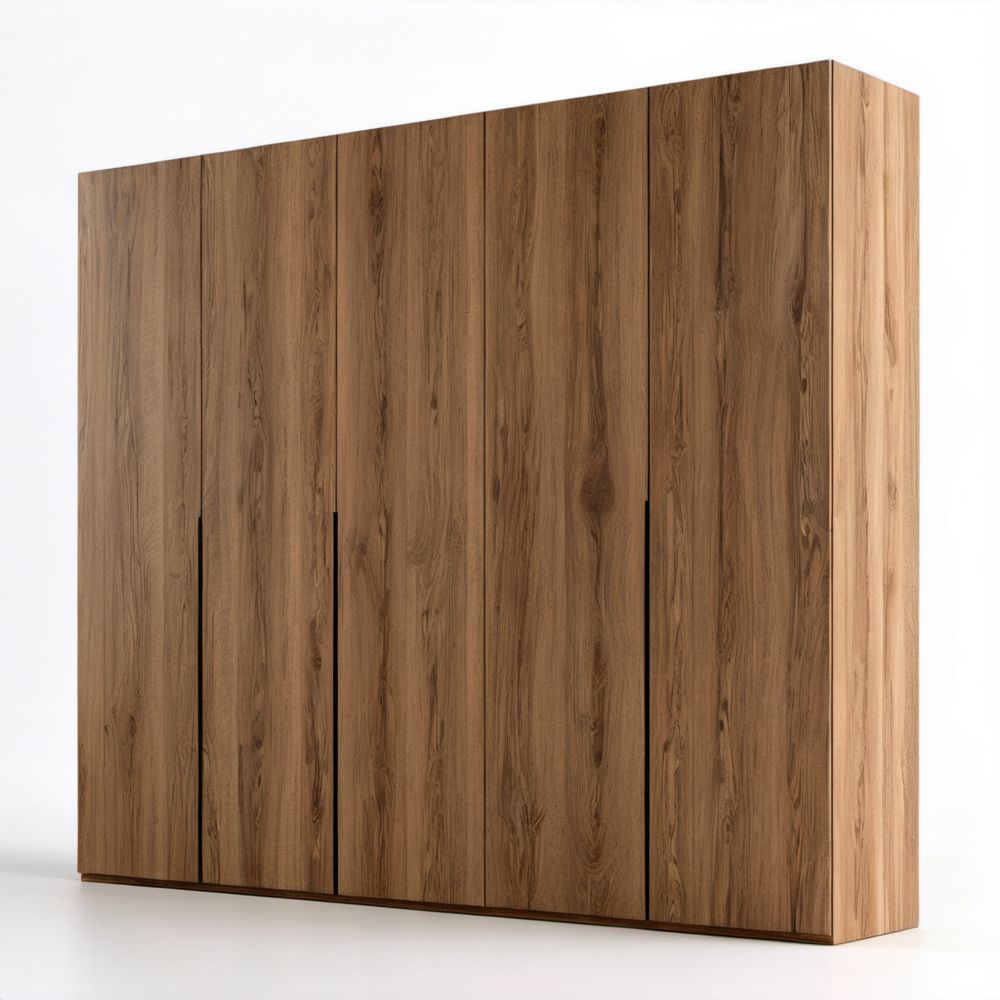 Szafa sześciodrzwiowa z płyty wiórowej laminowanej, dąb naturalny/czarny, 240 × 60 × 220 cm