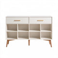 Biała szafka na buty z MDF z 2 szufladami i 8 przegródkami, 120 × 35 × 95 cm