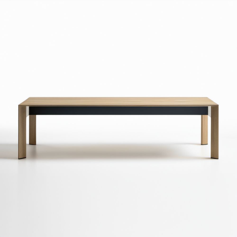 Prostokątny stół do jadalni z płyty MDF, dąb naturalny/czarny, 160 × 80 × 75 cm