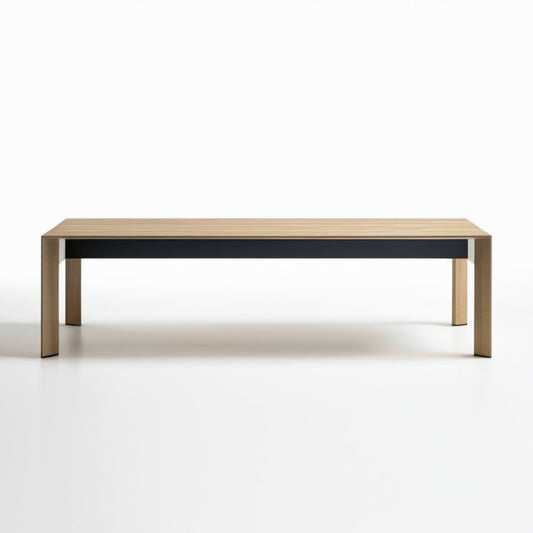 Prostokątny stół do jadalni z płyty MDF, dąb naturalny/czarny, 160 × 80 × 75 cm
