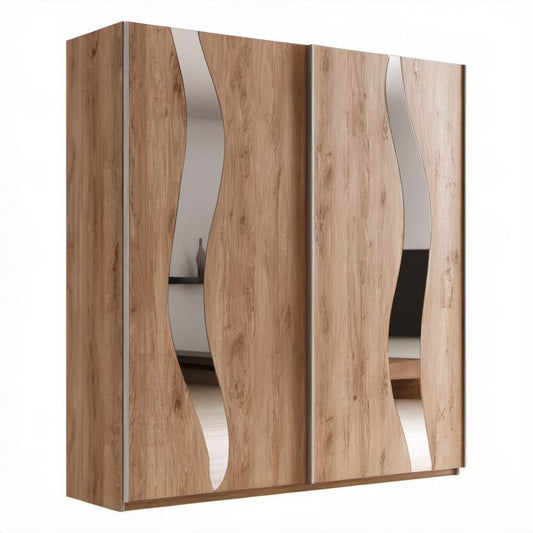 Szafa przesuwna z płyty wiórowej laminowanej w kolorze dąb sonoma z lustrami, 200 × 60 × 215 cm