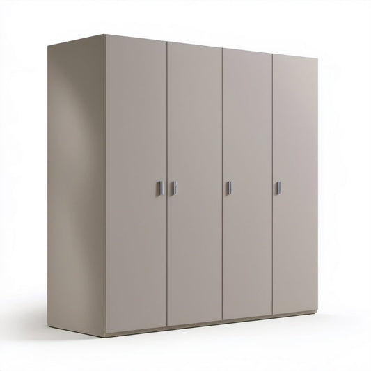 Czterodrzwiowa szafa ubraniowa z płyty wiórowej laminowanej, szarobrązowa, 200 × 60 × 200 cm